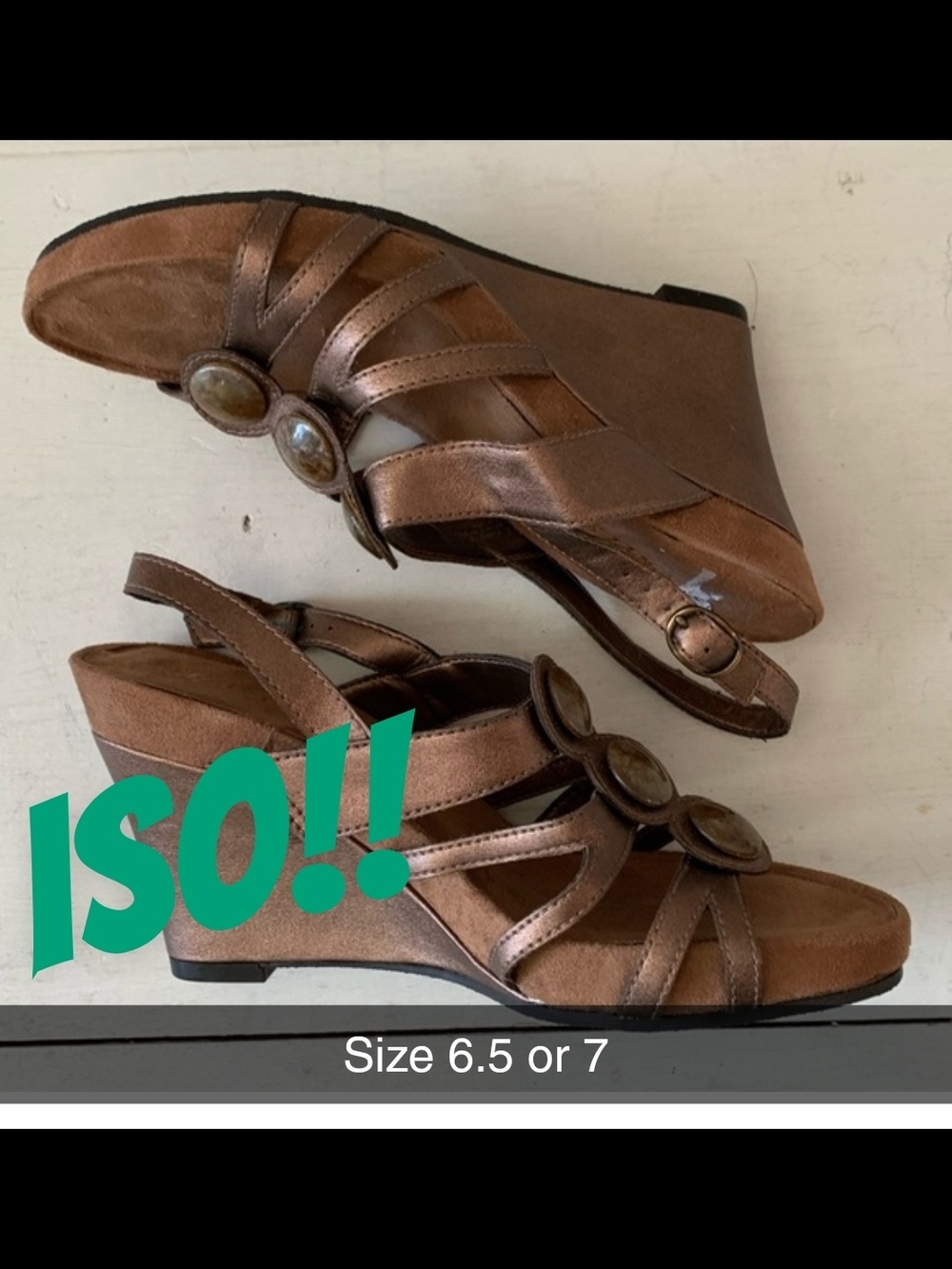 **LOOKING FOR**:  AEROSOLES Metallic Bronze Slingback Wedge Sandals